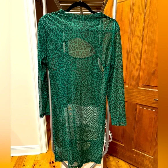 green emerald velvet dress Women's Print Mini Dress Long Sleeve Square Neck main image 1